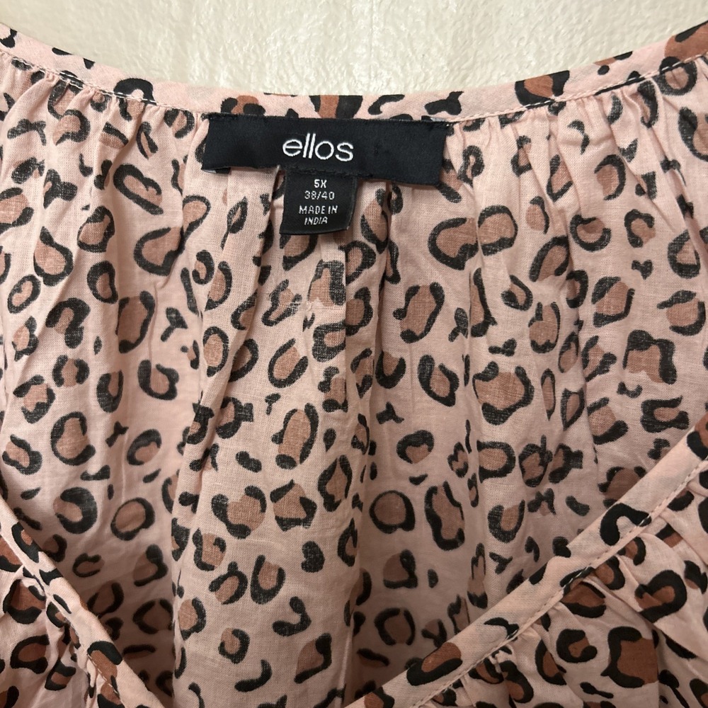 Ellos‎ Plus 5X Cheetah Print V Neck Elbow Sleeves Blouse - Picture 3 of 4